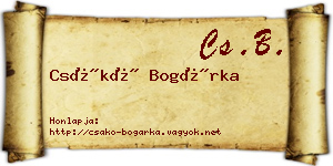 Csákó Bogárka névjegykártya
